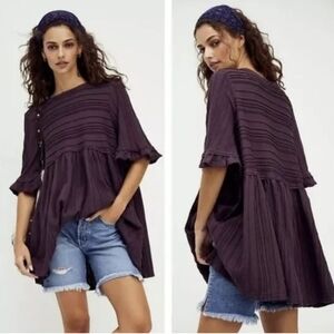 Free people take a spin tunic dress black honey Nwt size small bohemian grunge